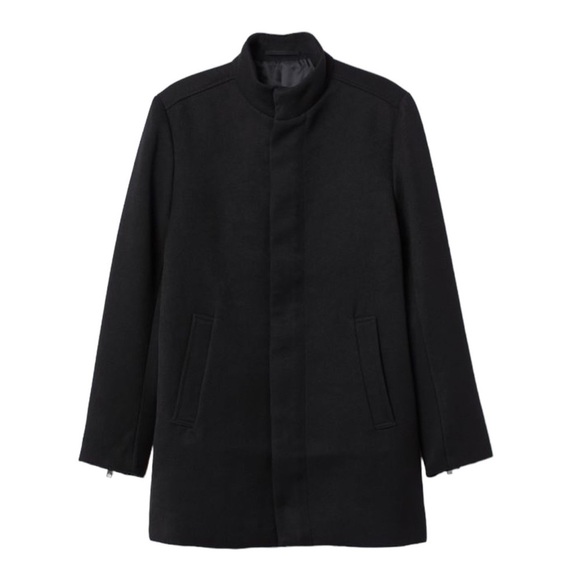 H&M Black Twill Coat Trench Jacket - Picture 1 of 8